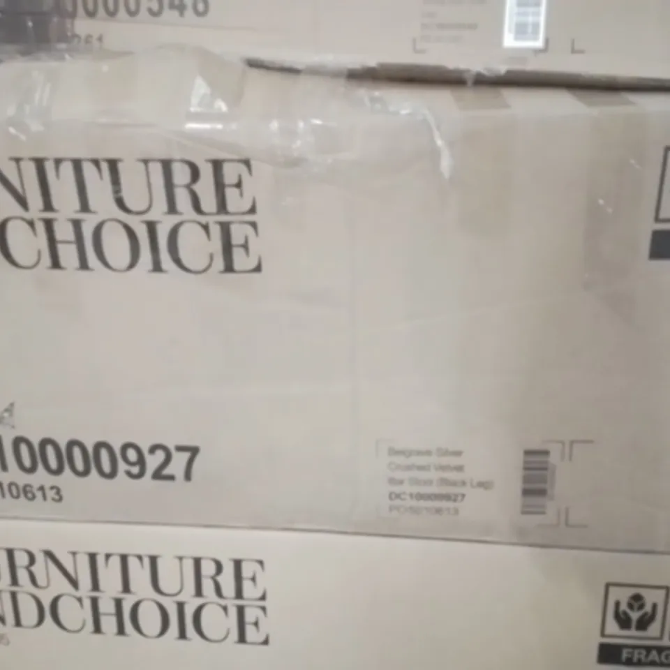 BOXED BELGRAVE SILVER CRUSHED VELVET BAR STOOL