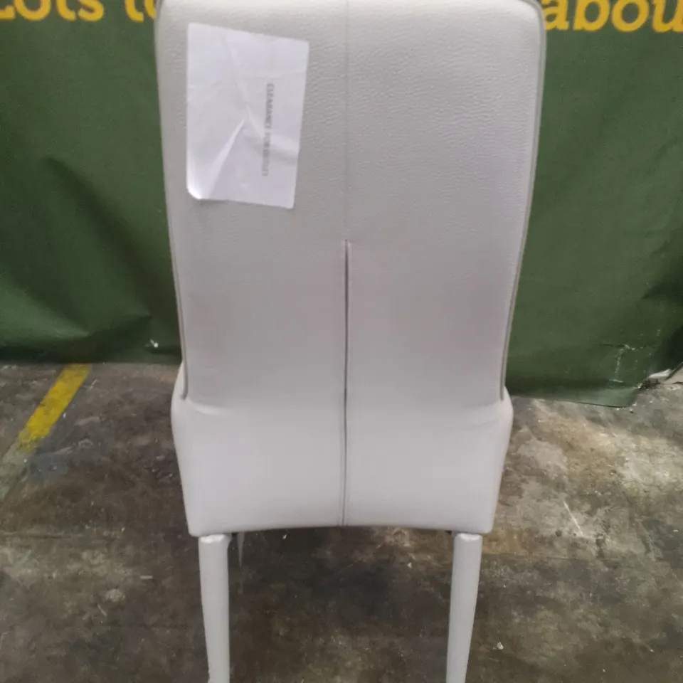 LIGHT GREY LEATHER DINING CHAIR