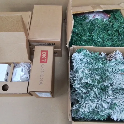 LOT OF 8 ASSORTED ITEMS TO INCLUDE 6X DKT COMEGA 1GBPS GATEWAYS AND 2 SEASONAL DECORATIONS 