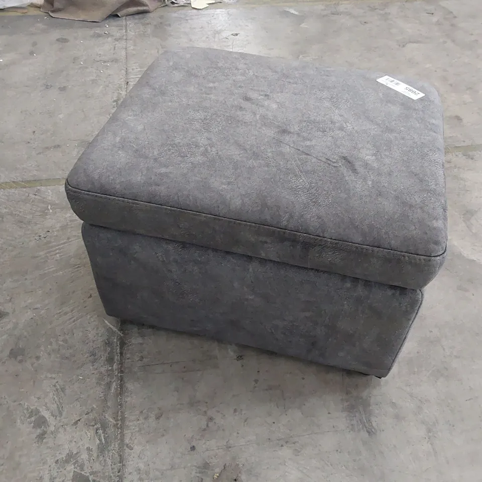 DESIGNER ORION CHARCOAL SUEDE STORAGE FOOTSTOOL 