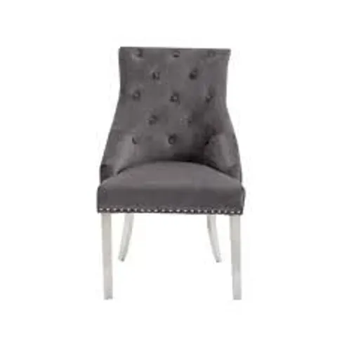 BOXED DUKE DINING CHAIR, SLATE GREY CLASSIC LINEN-WEAVE FABRIC & NATURAL OAK FINISHED SOLID HARDWOOD