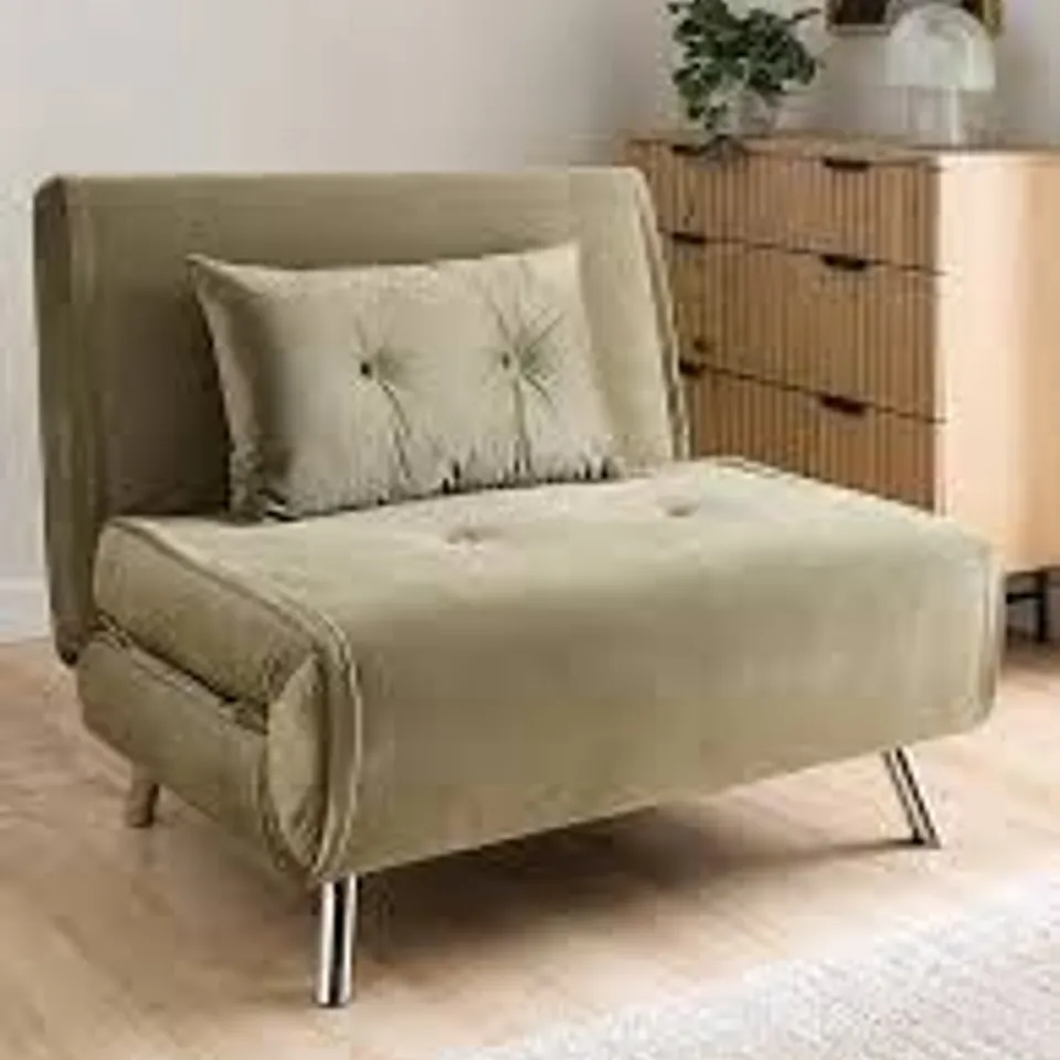 BOXED RAFAEL VELVET SOFA BED - MOSS GREEN (1 BOX) RRP £279