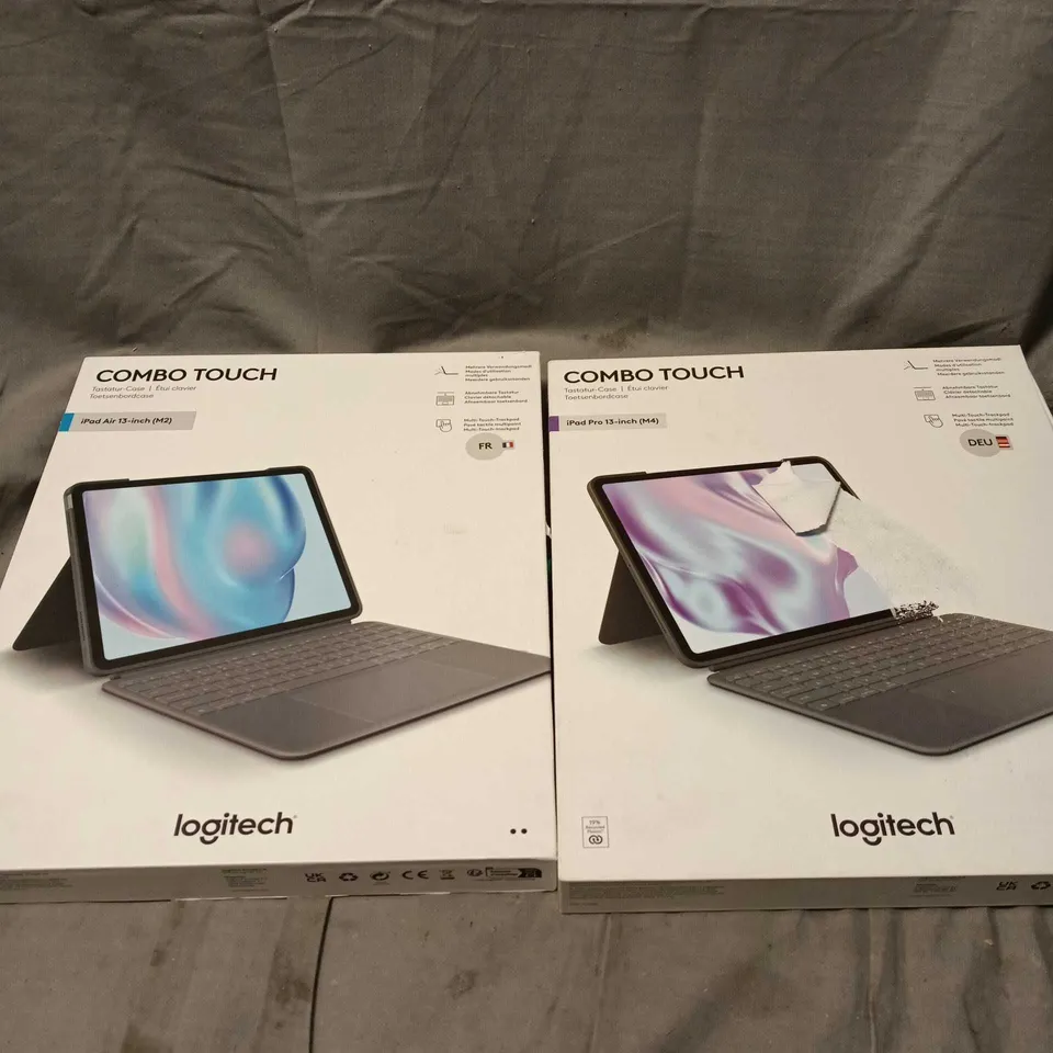 BOX APPROXIMATELY 10 ASSORTED LOGITECH COMBO TOUCH KEYBOARD CASES, NON UK VERSIONS