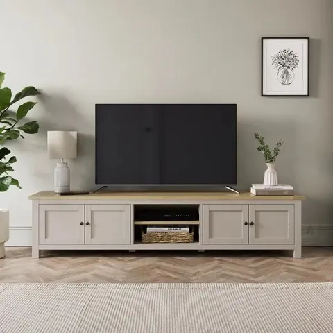 BOXED OLNEY SUPERWIDE TV UNIT FOR TVS UP TO 60" - STONE (1 BOX)