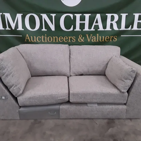 QUALITY DESIGNER 2 SEATER SOFA (MISSING PART) - GREY FABRIC