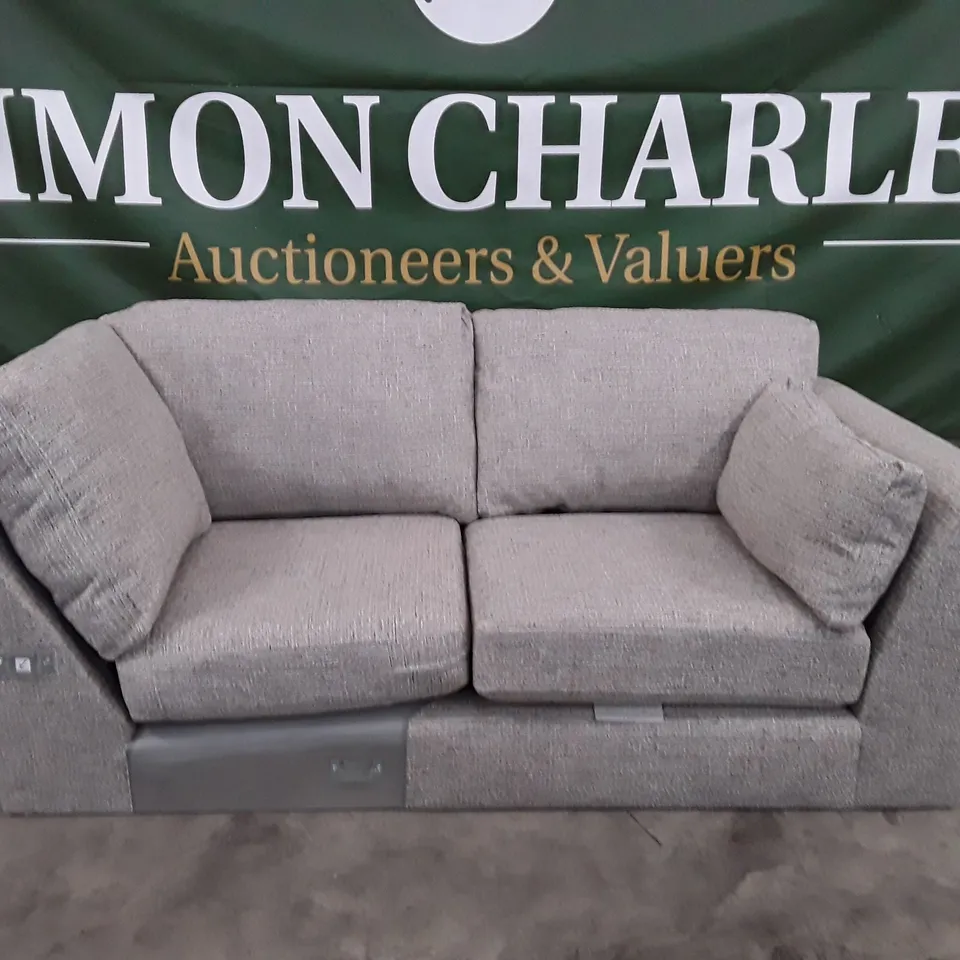 QUALITY DESIGNER 2 SEATER SOFA (MISSING PART) - GREY FABRIC 
