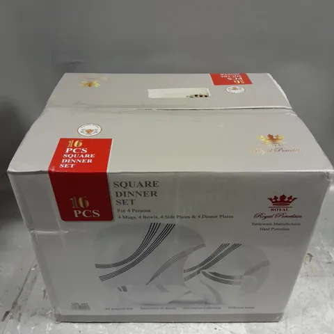 BOXED ROYAL PORCELAIN 16PC SQUARE DINNER SET - COLLECTION ONLY