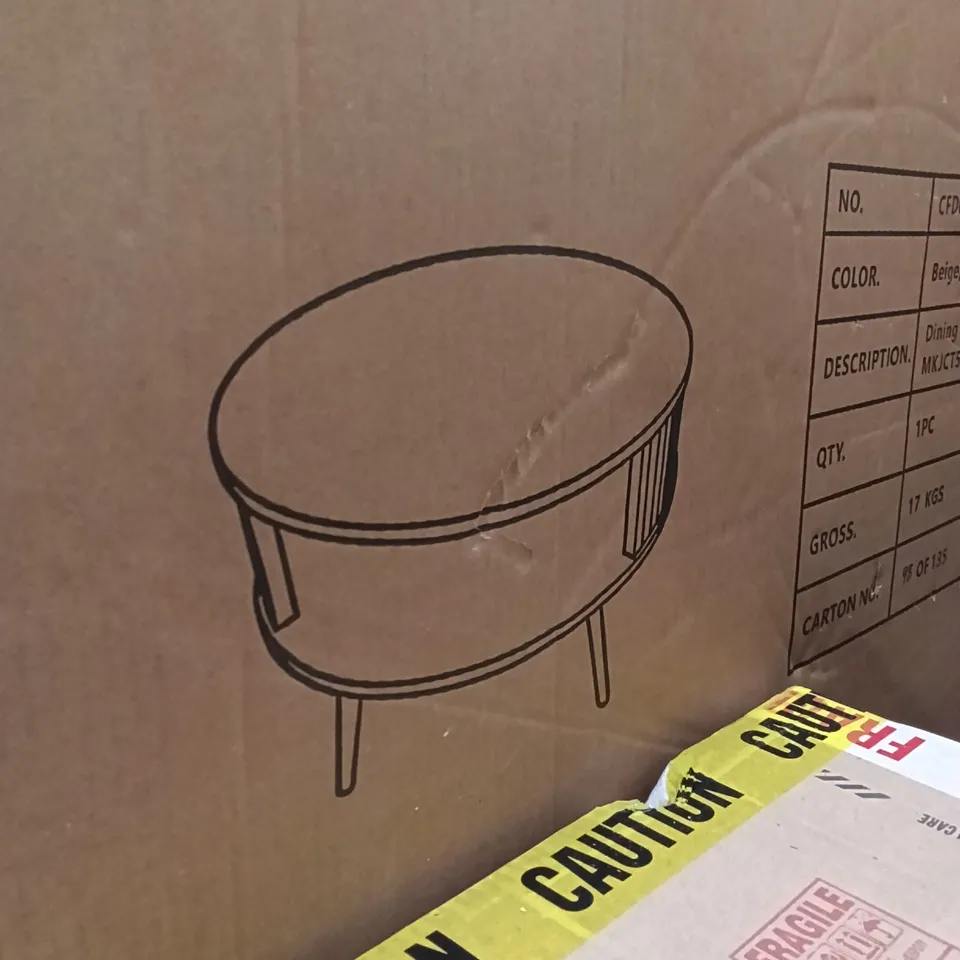 BOXED DINING TABLE - BEIGE/BLACK (1 BOX)