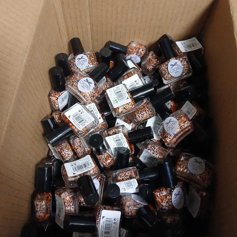 BOX OF APPROXIAMETLY 150 CIATE MINI NAIL POLISH – GLITTER CONFETTI FINISH,NO EXPIRY DATE SHOWN 