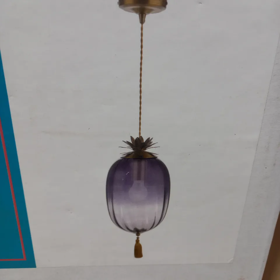 MW BY MATTHEW WILLIAMSON GAIA PURPLE GLASS PENDANT LIGHT FITTING 