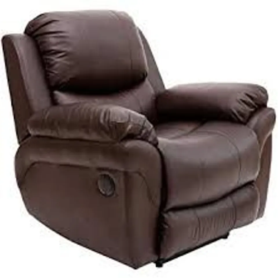 BOXED DESIGNER MADISON BROWN FAUX LEATHER EASY CHAIR