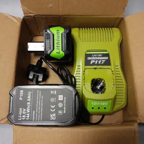 P117 12/18V BATTERY CHARGER WITH 2 LI-ION P108 BATTERIES