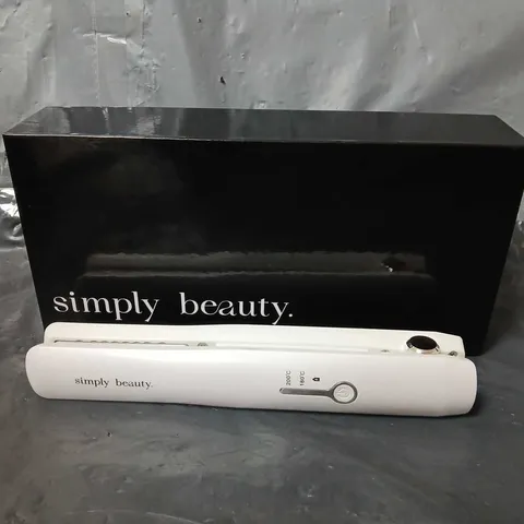 BOXED SIMPLY BEAUTY CORDLESS COMPACT STRAIGHTENER IN WHITE