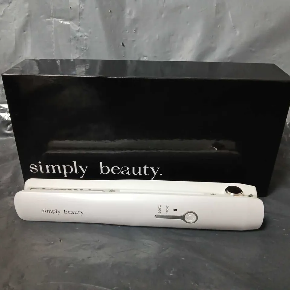 BOXED SIMPLY BEAUTY CORDLESS COMPACT STRAIGHTENER IN WHITE