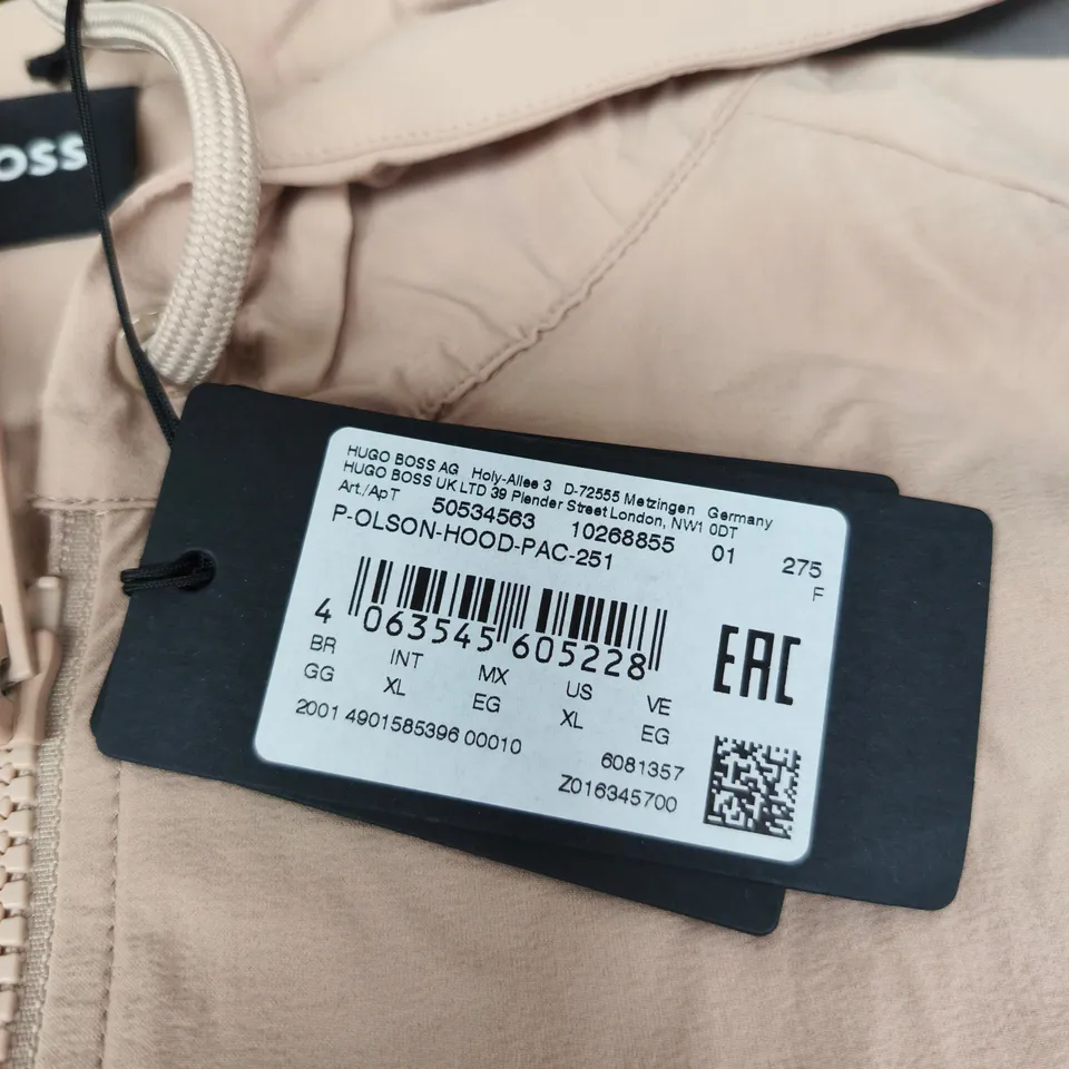 HUGO BOSS HOODED JACKET - BEIGE, UK XL