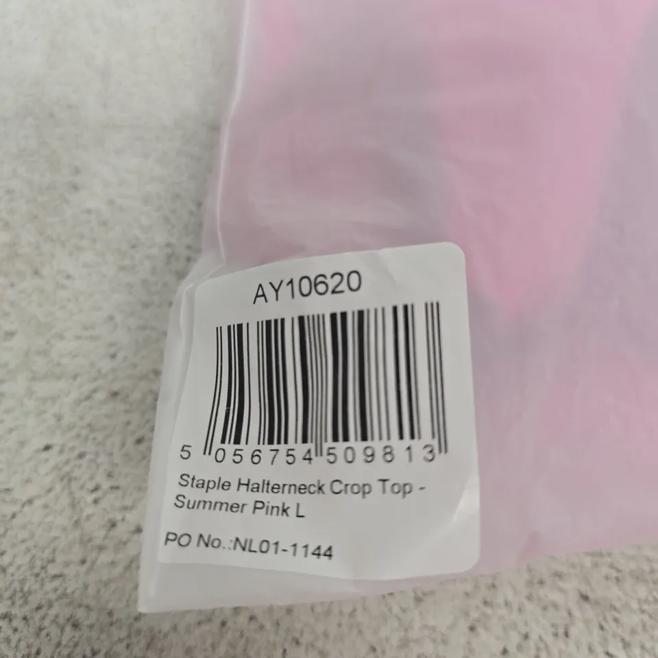 BAGGED AYBL STAPLE HALTERNECK CROP TOP - SUMMER PINK - LARGE