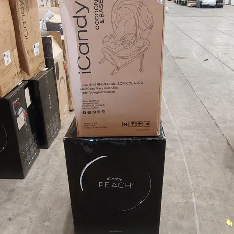 BOXED ICANDY PEACH 7 STROLLER AND CAR SEAT WITH BASE - DARK GREY (2 BOXES)
