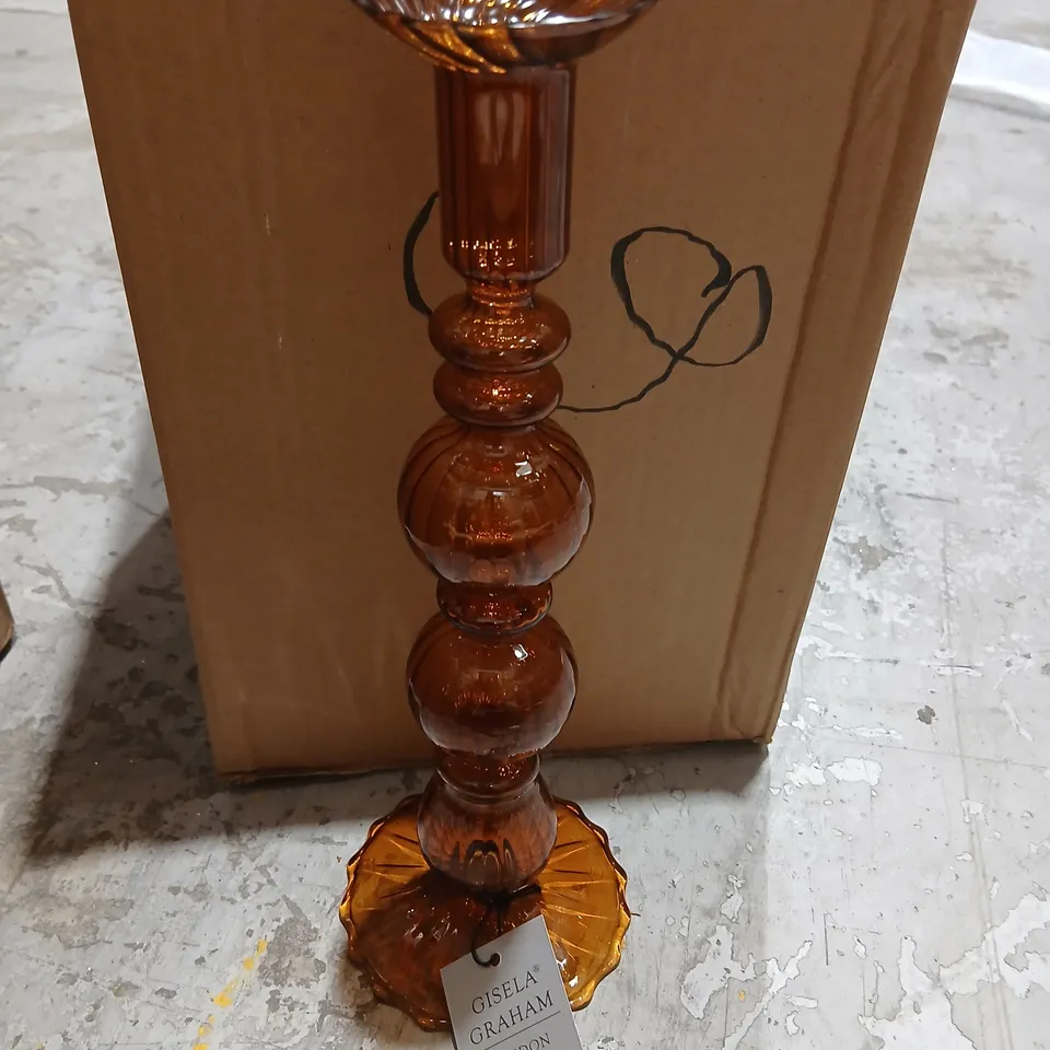 SIX GISELA GRAHAM LONDON AMBER  CANDLESTICKS