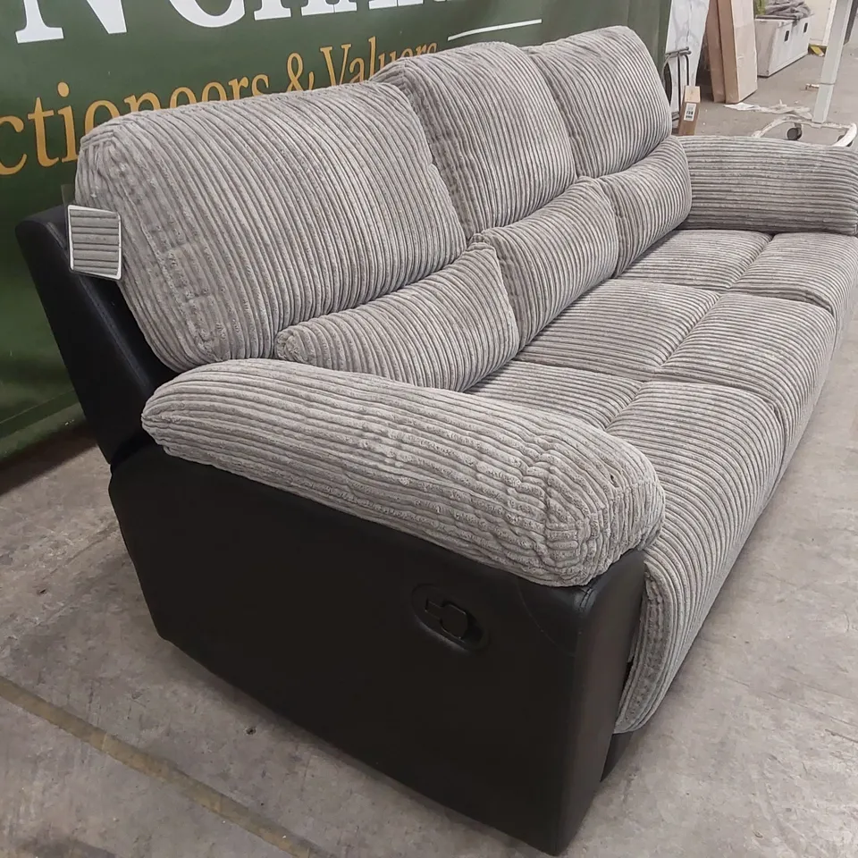 SIENNA FABRIC/FAUX LEATHER HIGH BACK 3 SEATER RECLINER SOFA RRP £849