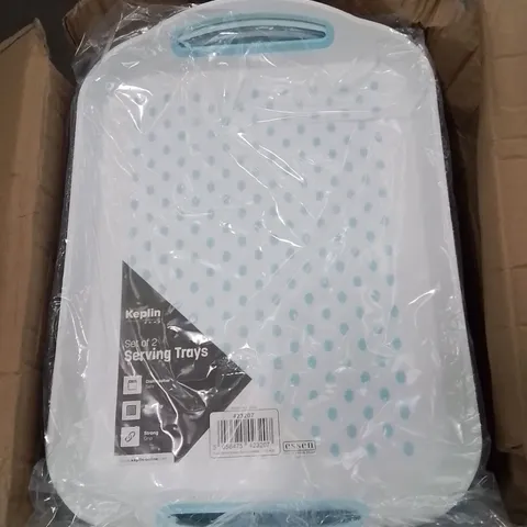 BOX CONTAINING APPROXIMATELY 12 SETS OF 2 SERVING TRAYS