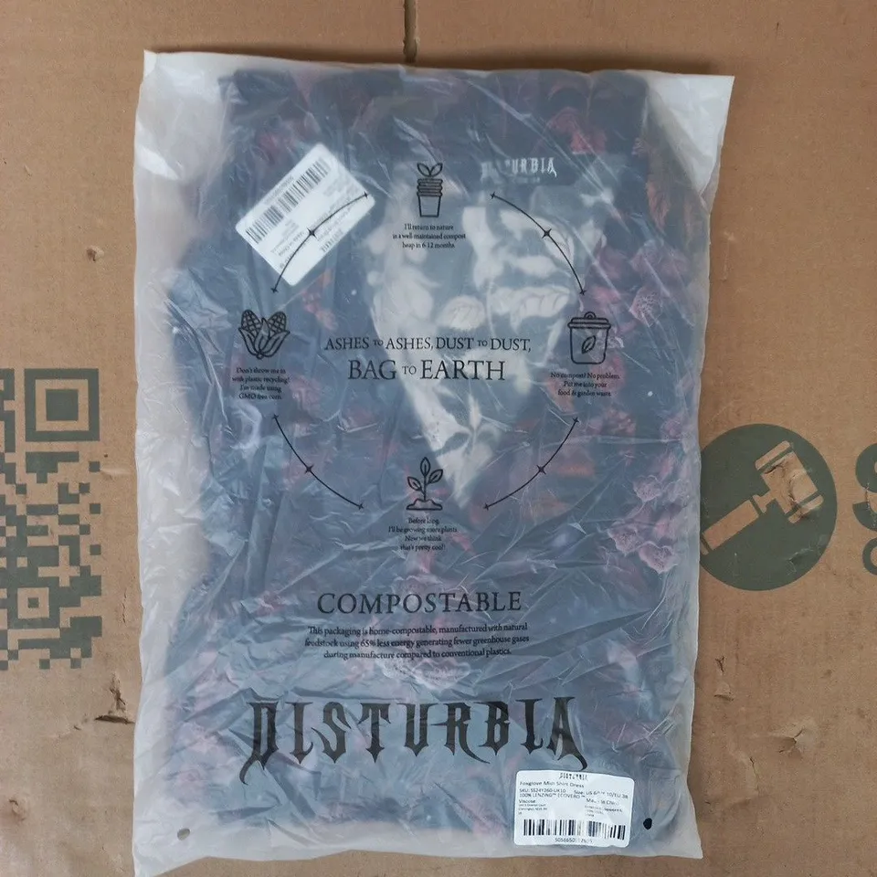 BAGGED DISTURBIA FOXGLOVE MIDI SHIRT DRESS SIZE UK 10