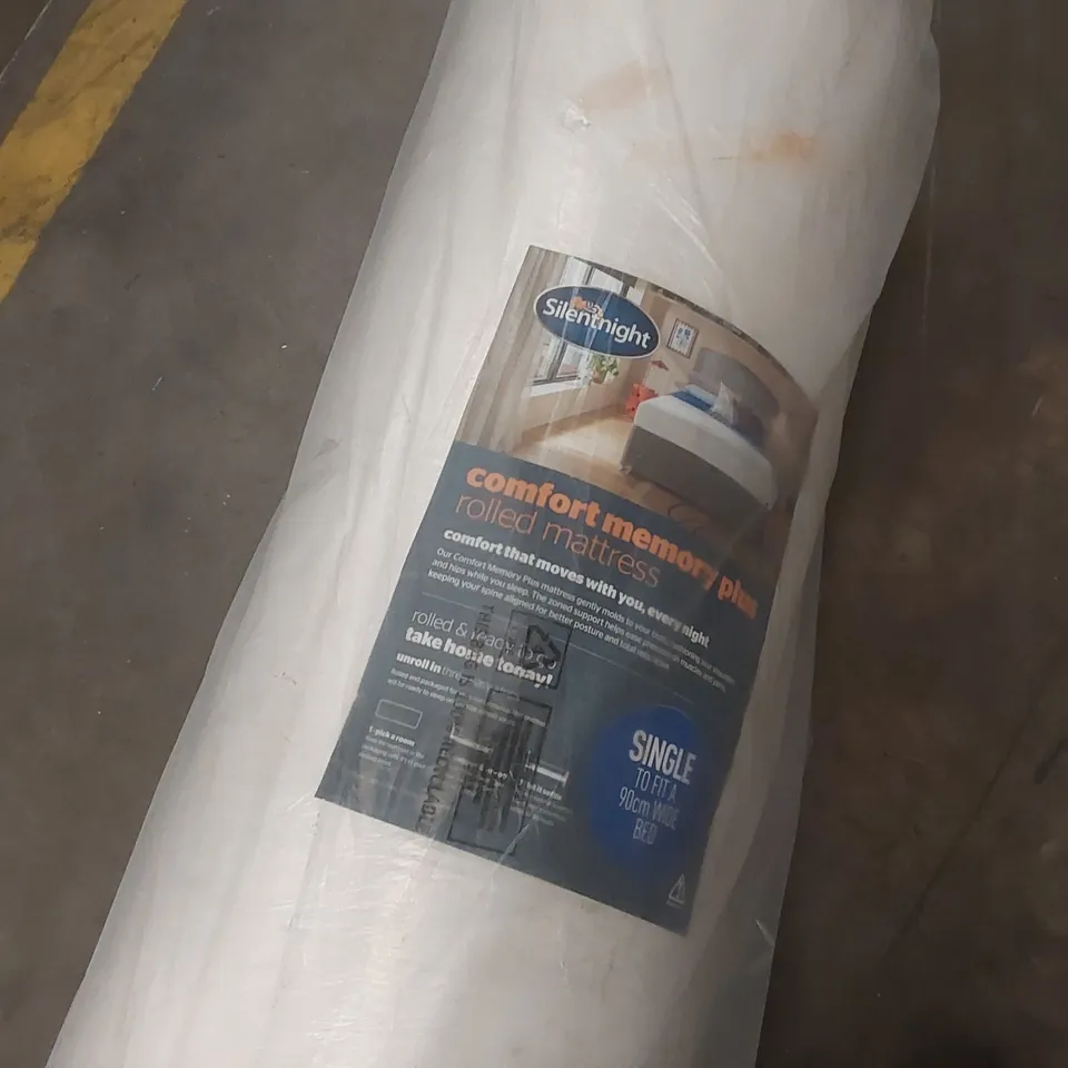 QUALITY BAGGED AND ROLLED SILENTNIGHT COMFORT MEMORY PLUS 90CM SINGLE MATTRESS 