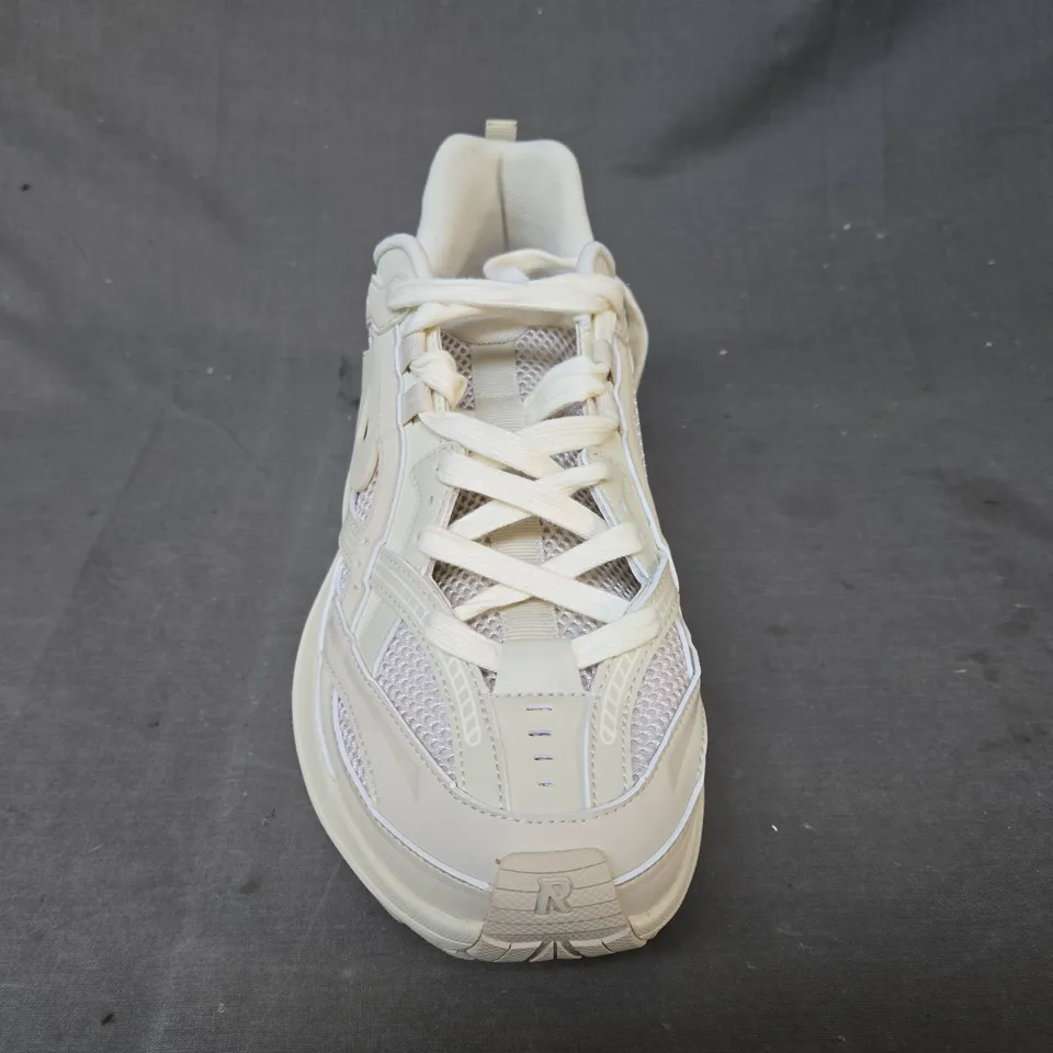 BOXED PAIR OF REPRESENT STORM RUNNER SHOES IN OFF WHITE UK SIZE 11.5