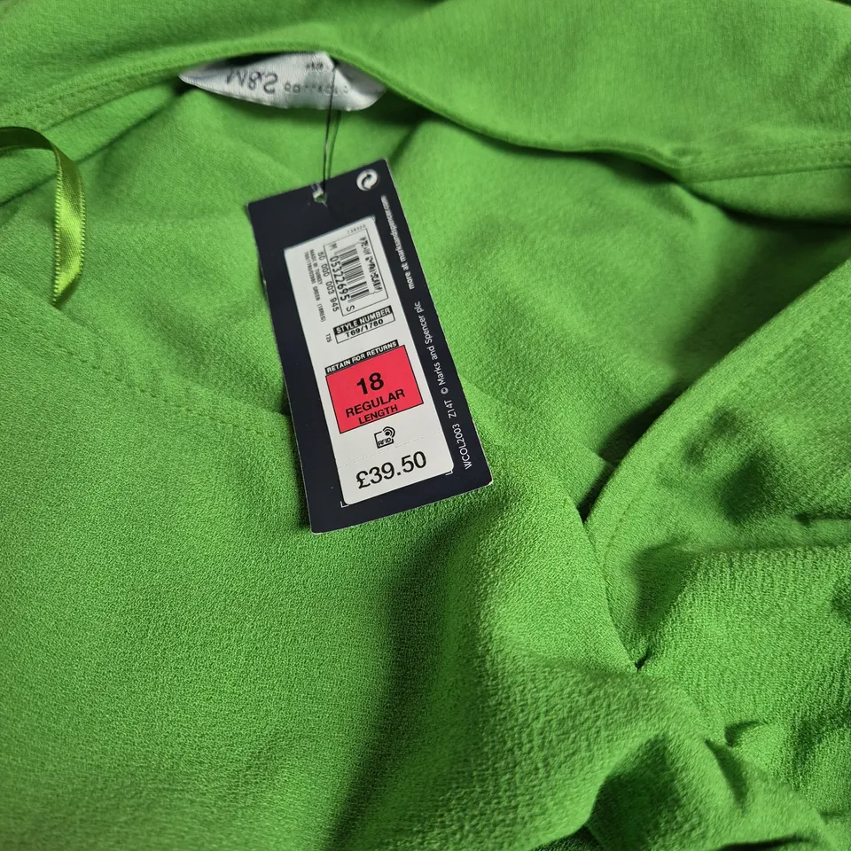 M&S COLLECTION WOMEN'S GREEN RUCHED FRONT MAXI DRESS UK 18 (REGULAR LENGTH)