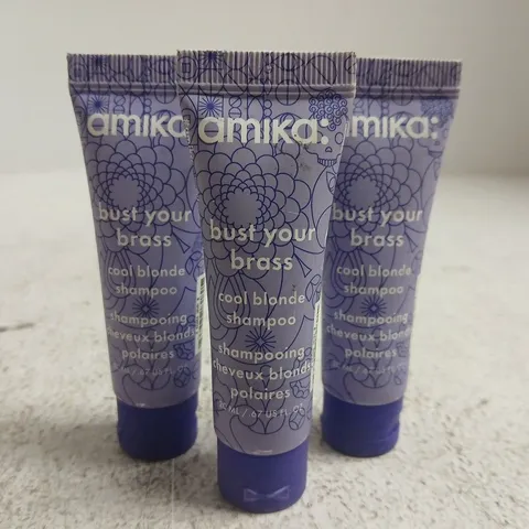 APPROX 30 X 20ML AMIKA BUST YOUR BRASS COOL BLONDE SHAMPOO