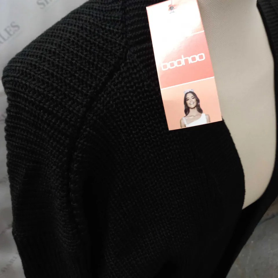 BOOHOO OVERSIZED BALLOON SLEEVE CARDIGAN IN BLACK - S/M