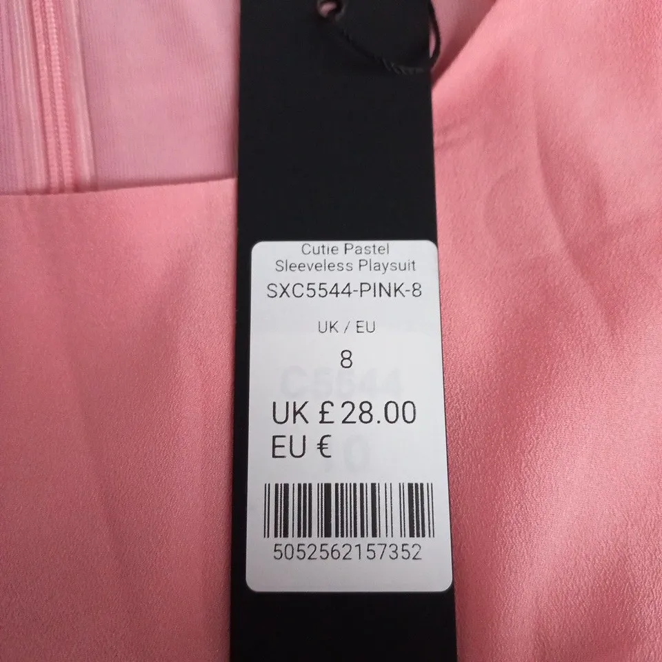 CUTIE PASTEL SLEEVELESS PLAYSUIT – PINK, UK 8