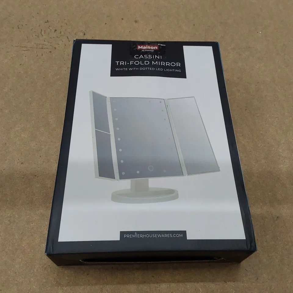 BOXED ASHLEA RECTANGLE TRI-FOLD MIRROR WITH LED LIGHTING (1 ITEM)