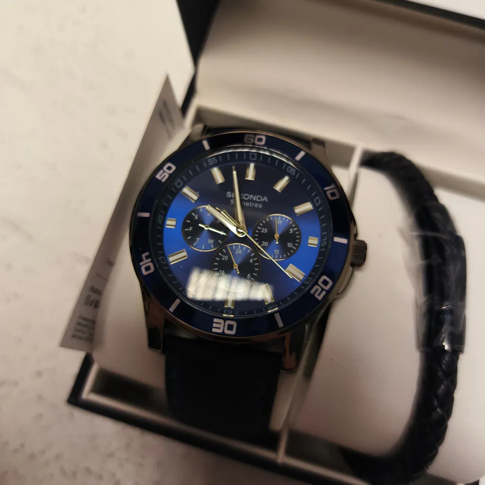 SEKONDA CHRONOGRAPH WATCH WITH BLUE DIAL – BOXED