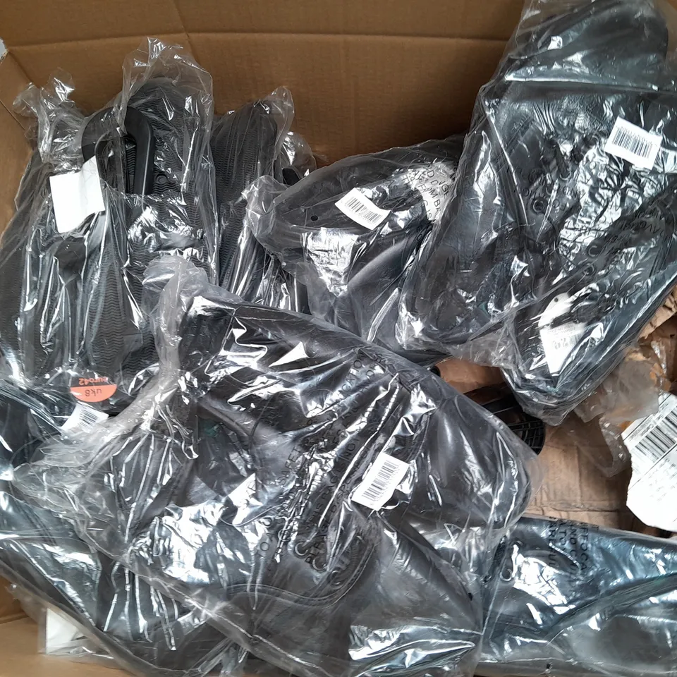BOX OF APPROX 20 GEORGE BLACK SHOES IN VARIOUS SIZES 