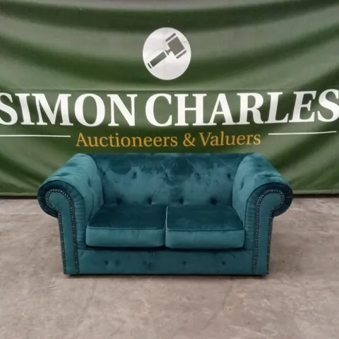 AARON 2 SEATER CHESTERFIELD SOFA - TEAL