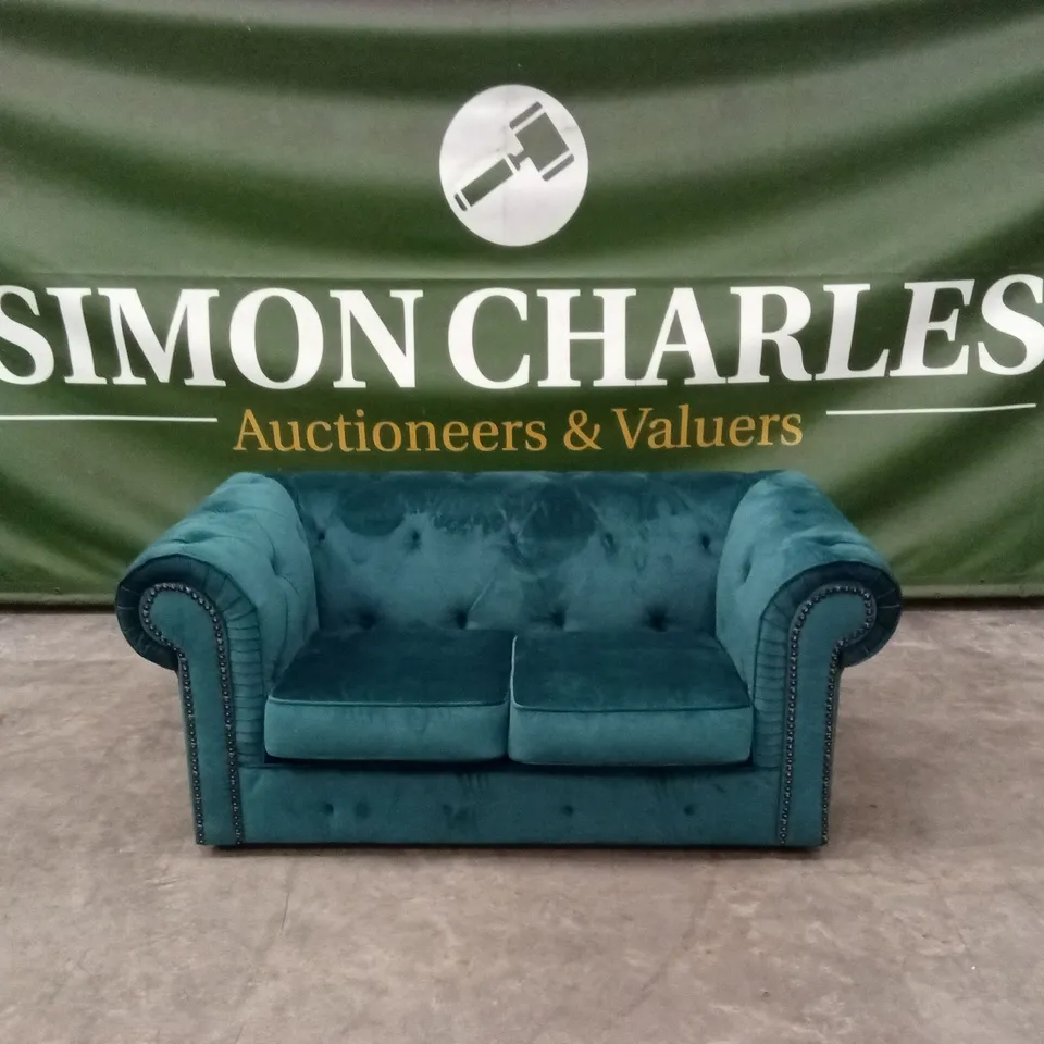 AARON 2 SEATER CHESTERFIELD SOFA - TEAL