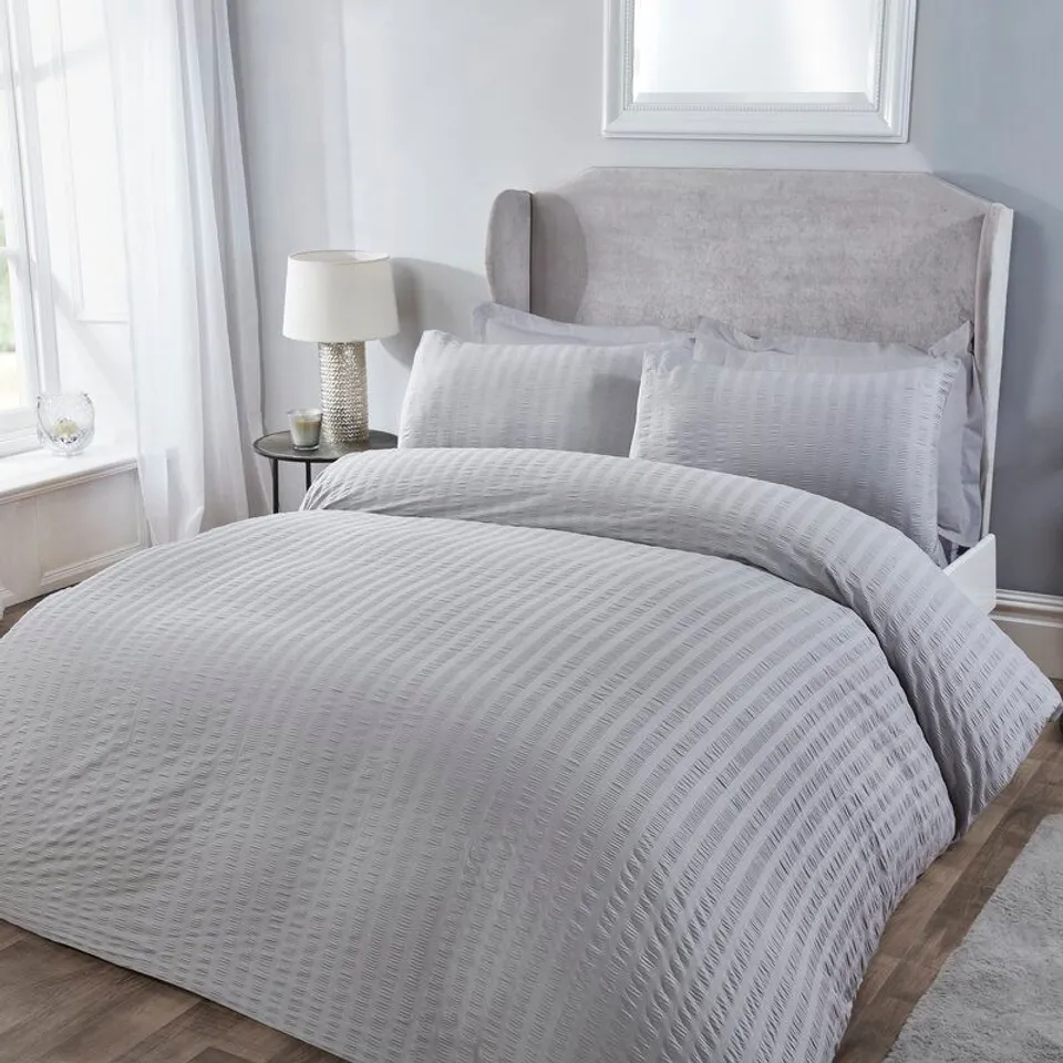SEERSUCKER DUVET SET SILVER KINGSIZE