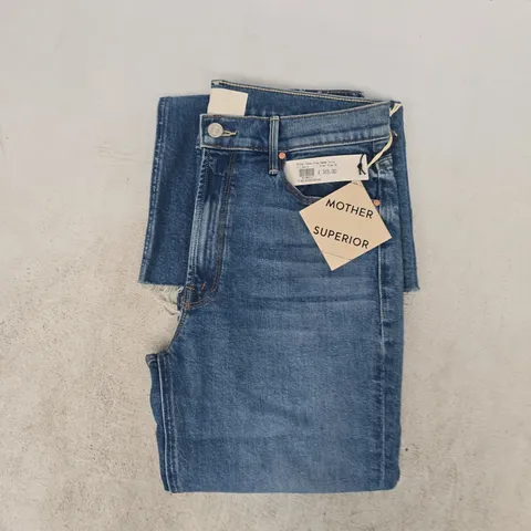 MOTHER SUPERIOR DOOZY FRAY HEADS TAILS JEANS IN BLUE SIZE 30