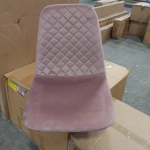 BOXED SET OF 2 WELLERSBURG UPHOLSTERED VELVET DINING CHAIRS IN ROSE WITH BLACK METAL LEGS (1 BOX)