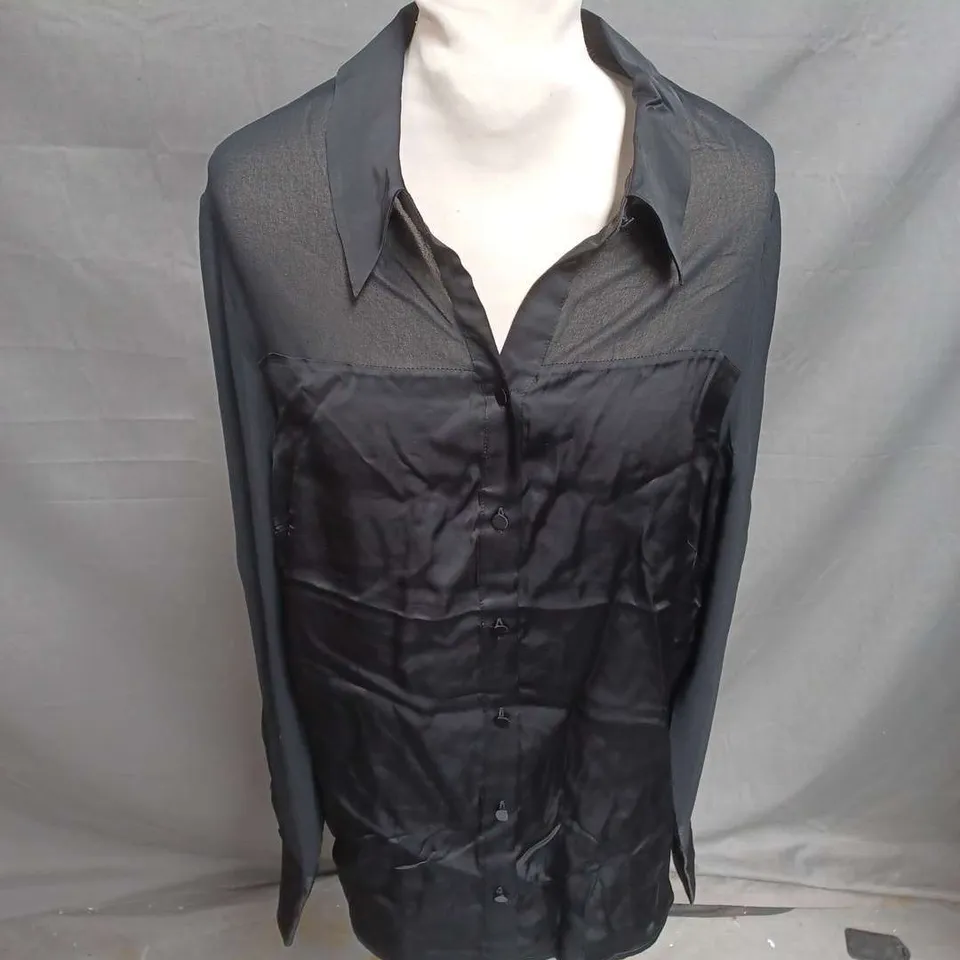 PHASE EIGHT INESSA SATIN SHIRT IN BLACK SIZE 14