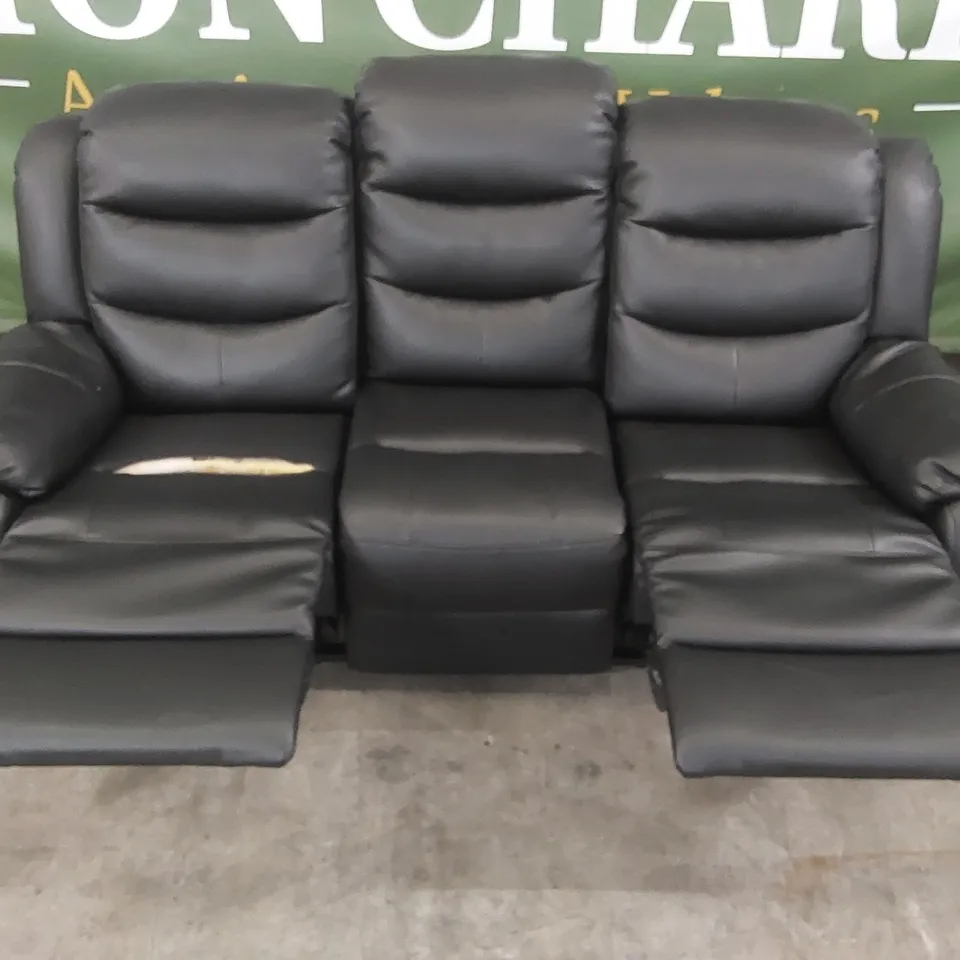 QUALITY DESIGNER FAUX LEATHER 3 SEATER RECLINER SOFA - DAMAGED
