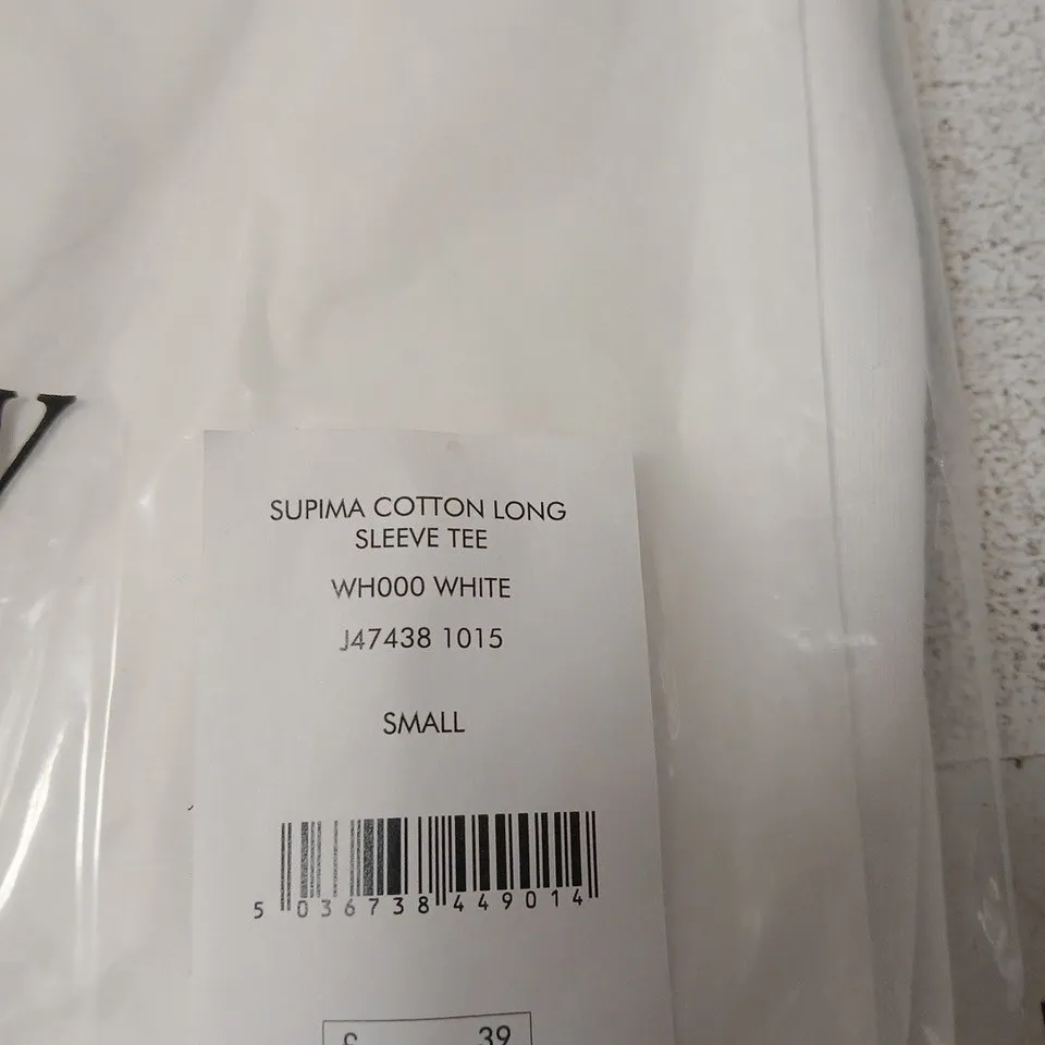JIGSAW SUPIMA COTTON LONG SLEEVE TEE – WHITE – SMALL