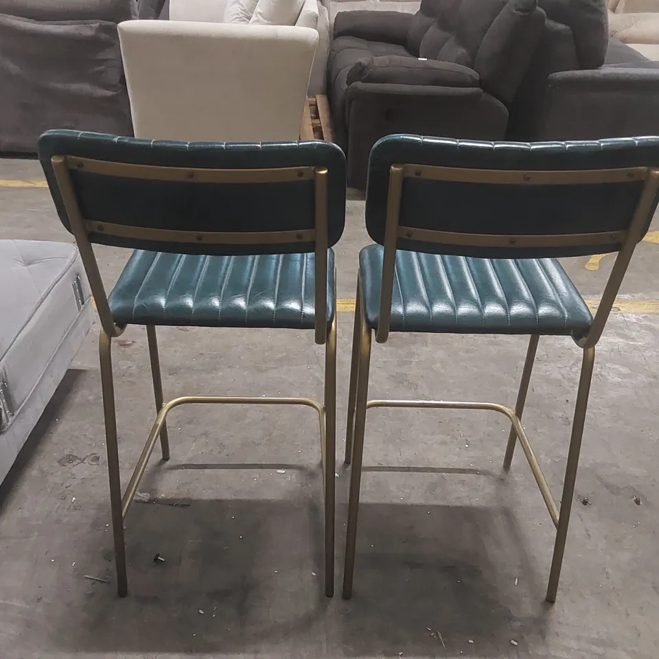 SET OF2x DINER LEATHER BAR STOOLS