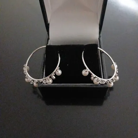 DIAMONIQUE PEARL HOOP EARRINGS