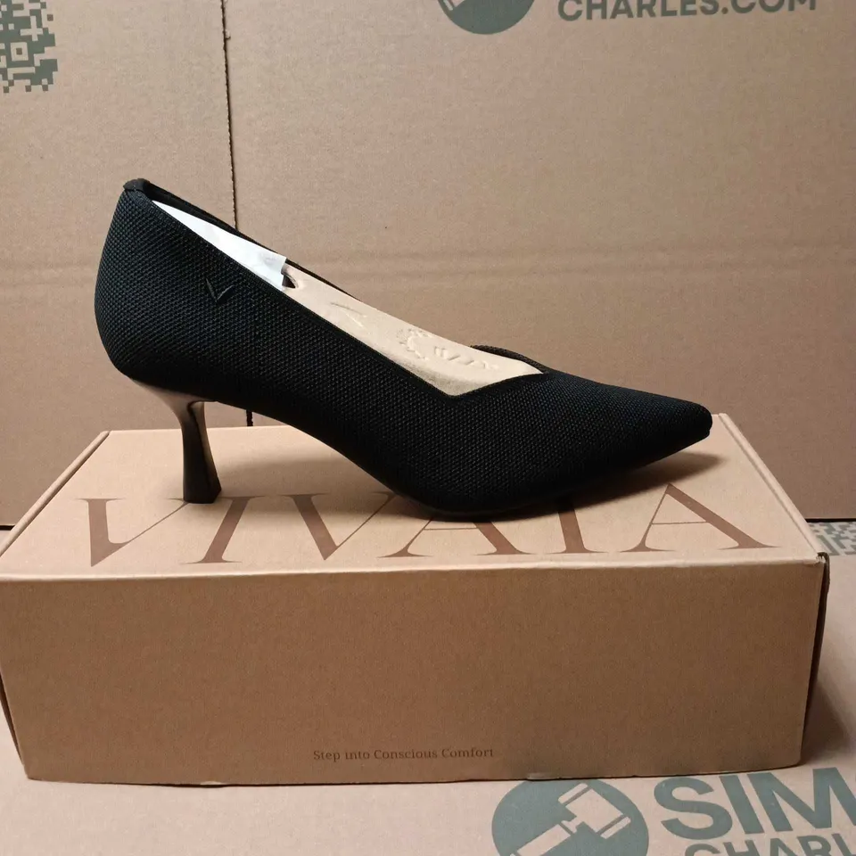 VIVAIA ANNA BLACK HEELS – UK 5.5 (EU 39), POINTED TOE, MID-HEIGHT HEEL