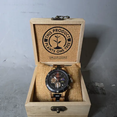 BOXED BATANICA EUROPA ZEBRAWOOD WATCH