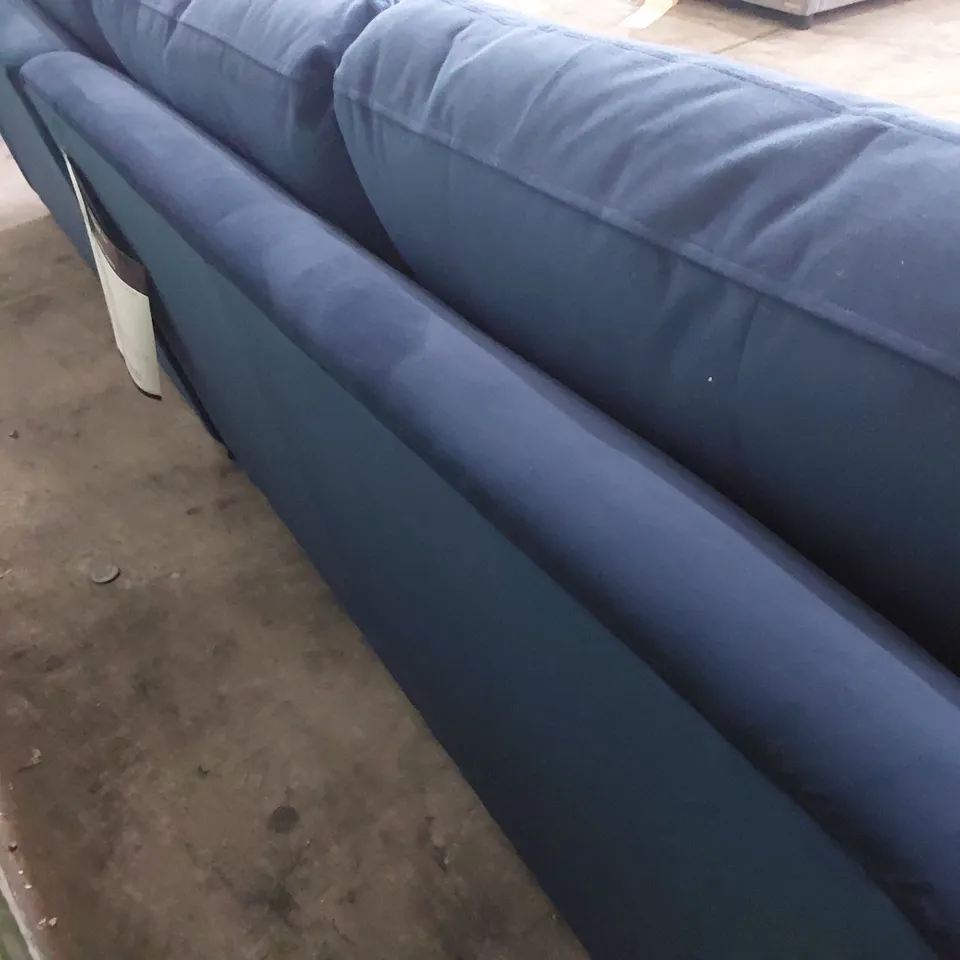 QUALITY BRITISH DESIGNER LOUNGE Co. FOUR SEATER SOFA PLUSH BLUE FABRIC 