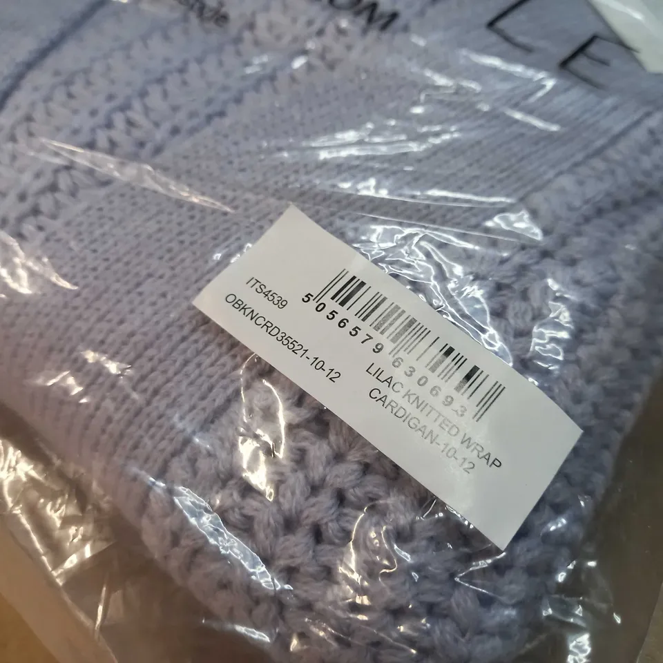 INTHESTYLE LILAC KNITTED WRAP CARDIGAN - SIZE 10/12