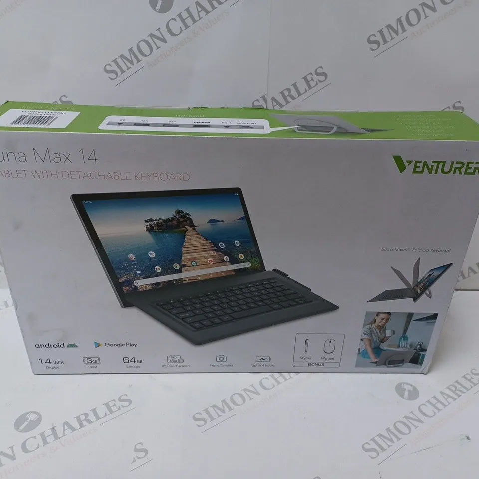BRAND NEW BOXED VENTURER LUNA MAX 14 64GB 14" HD TABLET WITH DETACHABLE KEYBOARD 