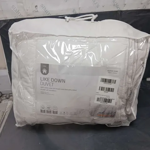 LUXURY LIKE DOWN 100% COTTON COVER 10.5 TOG DUVET - SUPER KING 